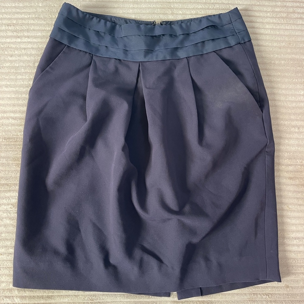 Professional Office Pencil Skirt with Pockets Navy Blue